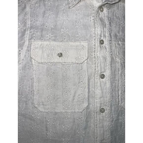 Polo Ralph Lauren Women's White Eyelet Floral Sheer Button Up Top Size SP - Picture 5 of 10